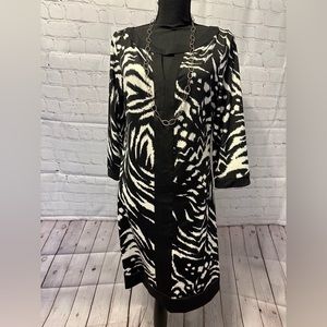 INC Stretch Zebra Sheath 3/4 Sleeves Size L